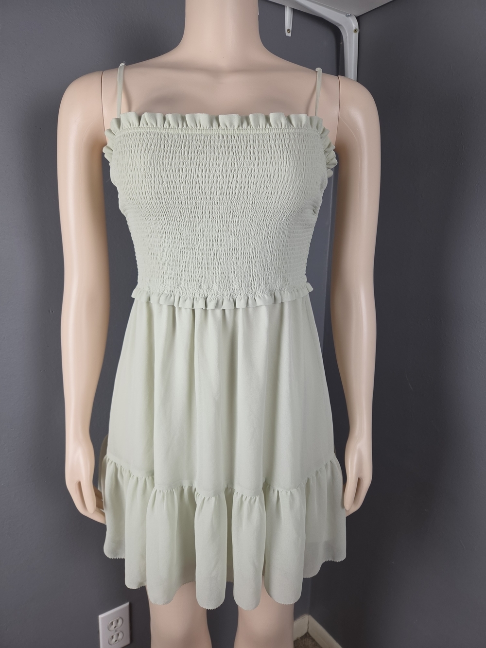 Smocked Spaghetti Strap Mini Dress in Light Mint